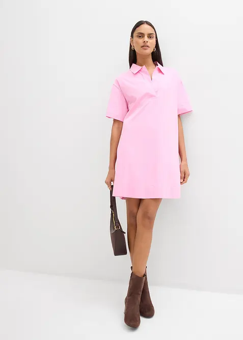 Skjortekjole i elastisk materiale med &oslash;kologisk bomull, bonprix