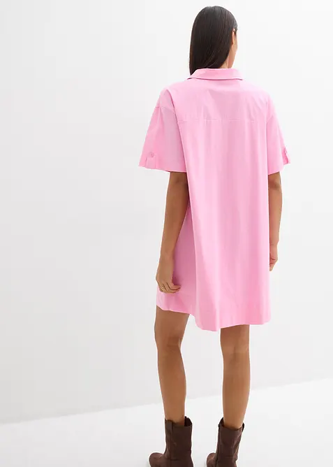 Skjortekjole i elastisk materiale med &oslash;kologisk bomull, bonprix