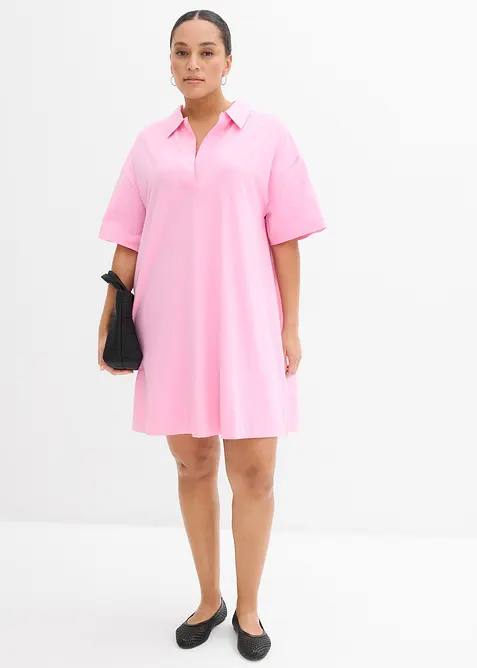 Skjortekjole i elastisk materiale med &oslash;kologisk bomull, bonprix