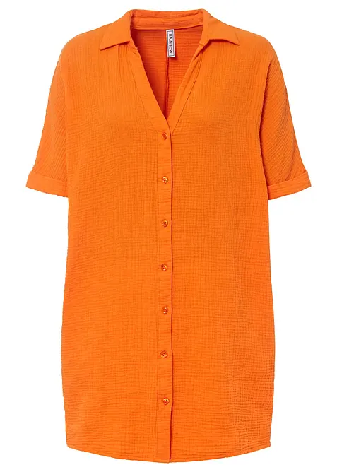 Oversized, lang skjorte i myk bomullsmusselin, bonprix