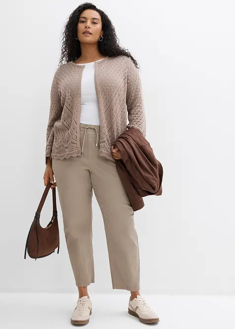 Cardigan i 100% bomull med hullm&oslash;nster, bonprix