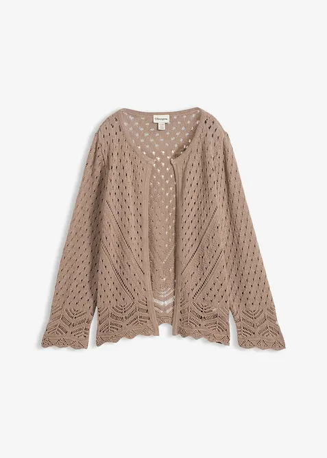 Cardigan i 100% bomull med hullm&oslash;nster, bonprix