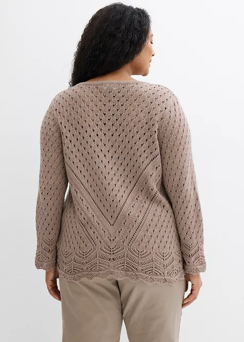 Cardigan i 100% bomull med hullm&oslash;nster, bonprix