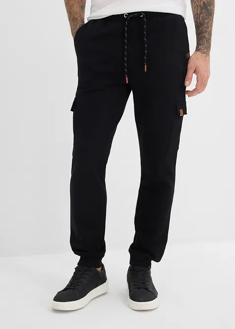 Joggebukse i 100% &oslash;kologisk bomull og cargomodell, bonprix