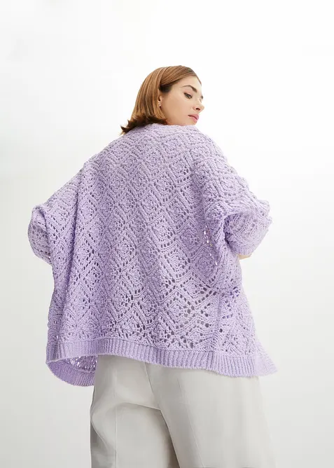 Cardigan med hullm&oslash;nster, bonprix