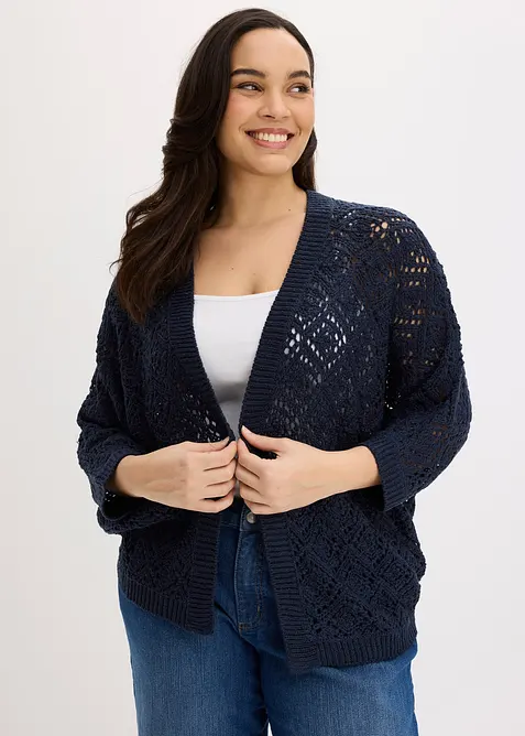 Cardigan med hullm&oslash;nster, bonprix