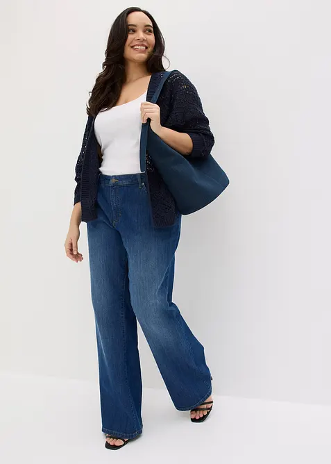 Cardigan med hullm&oslash;nster, bonprix