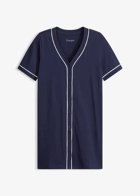 Kort nattskjorte i 100% bomull med knappestolpe, bonprix