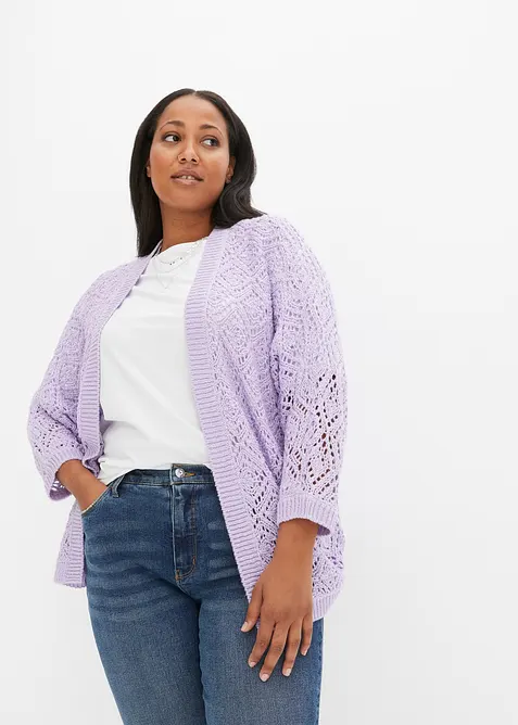 Cardigan med hullm&oslash;nster, bonprix