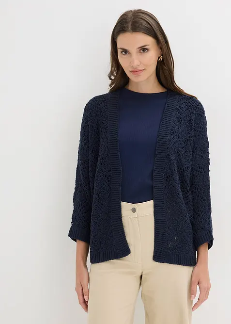Cardigan med hullm&oslash;nster, bonprix