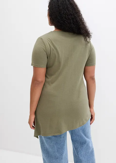 Lang topp i bomull- og viskosemiks med asymmetrisk fald, bonprix