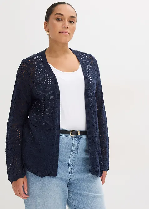 Cardigan med hullm&oslash;nster, bonprix