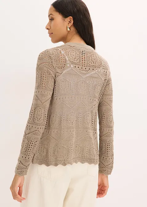 Cardigan med hullm&oslash;nster, bonprix