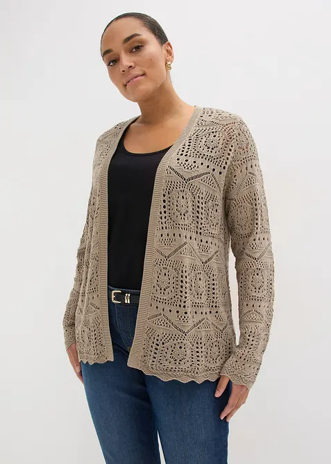 Cardigan med hullm&oslash;nster, bonprix