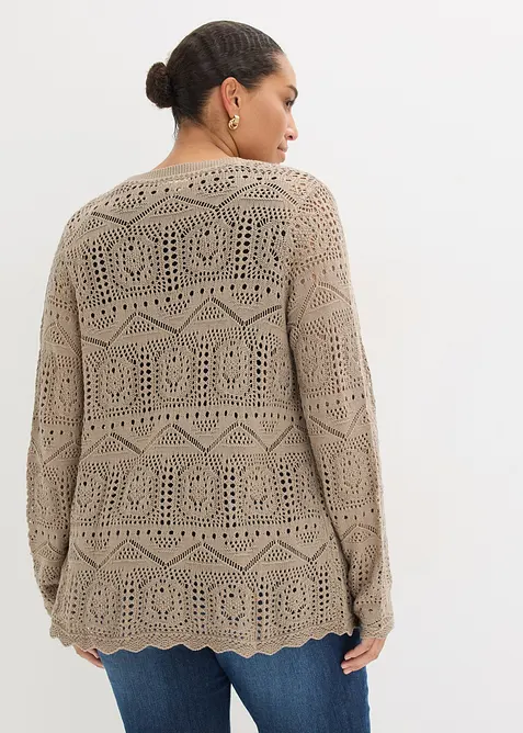 Cardigan med hullm&oslash;nster, bonprix