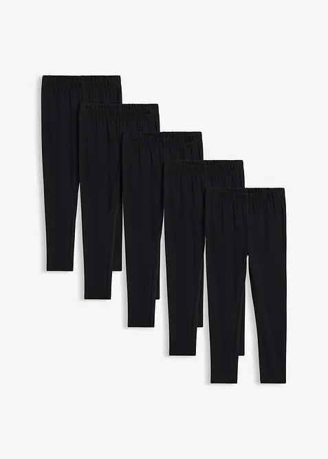 Leggings i &oslash;kologisk bomull med elastan (5-pack), bonprix