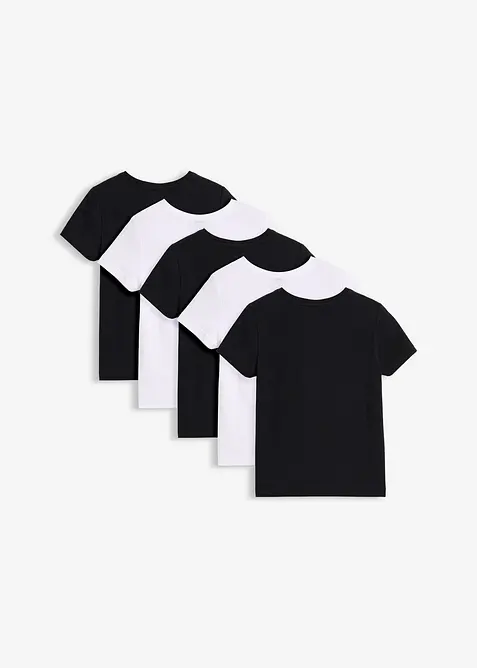 T-skjorte i elastisk, &oslash;kologisk bomullsmiks (5-pack), bonprix