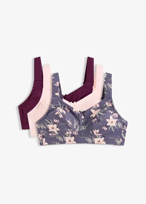 BH uten b&oslash;yle med &oslash;kologisk bomull (3-pack), bonprix