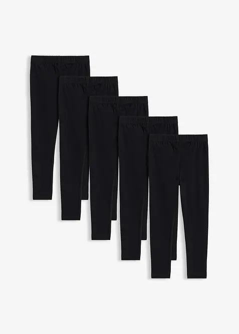 Leggings i &oslash;kologisk bomull med elastan (5-pack), bonprix