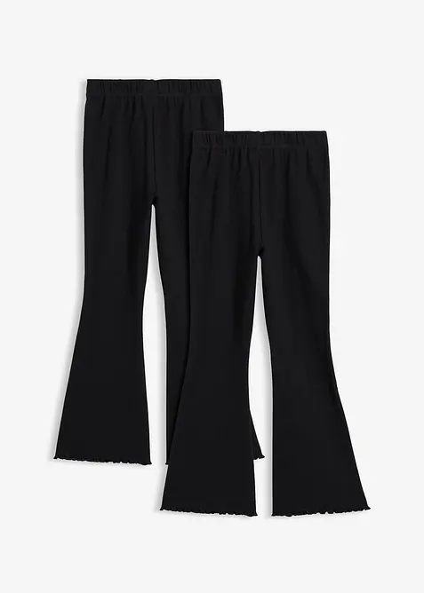 Ribbet, utsvingt leggings (2-pack), bonprix