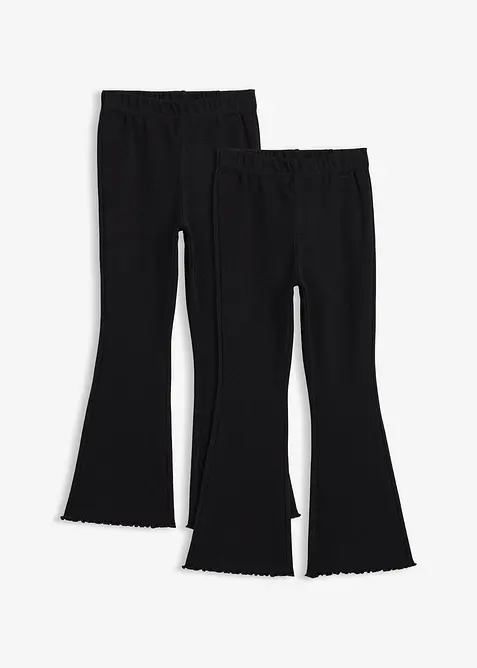 Ribbet, utsvingt leggings (2-pack), bonprix