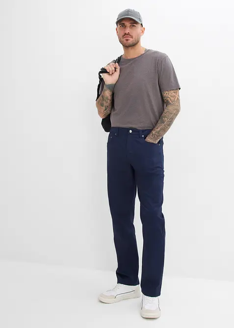 Relaxed fit-bukse med stretch og elastisk linning, Straight, bonprix