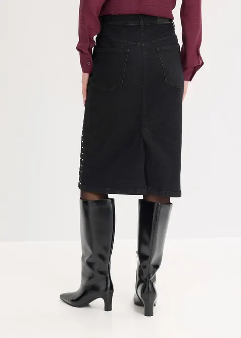 Denimskj&oslash;rt med strass, bonprix