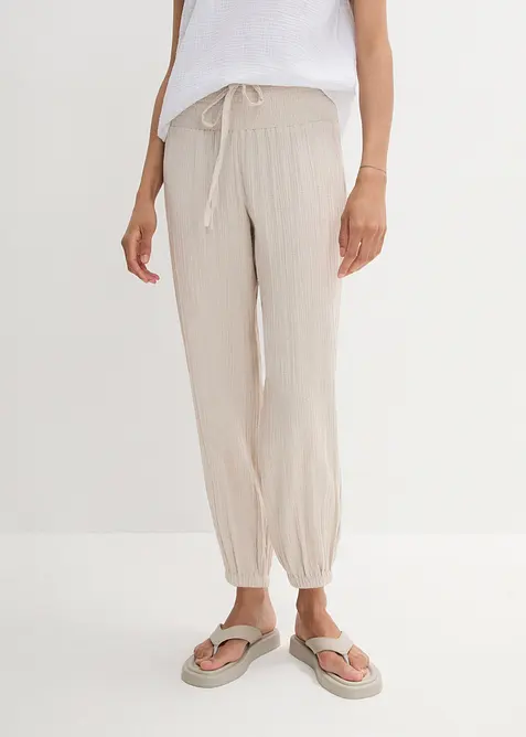 Musselin-bukse med smock-linning, bonprix