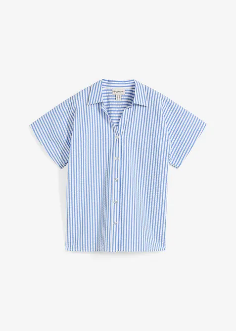 Kortermet bluse i kreppmateriale, bonprix