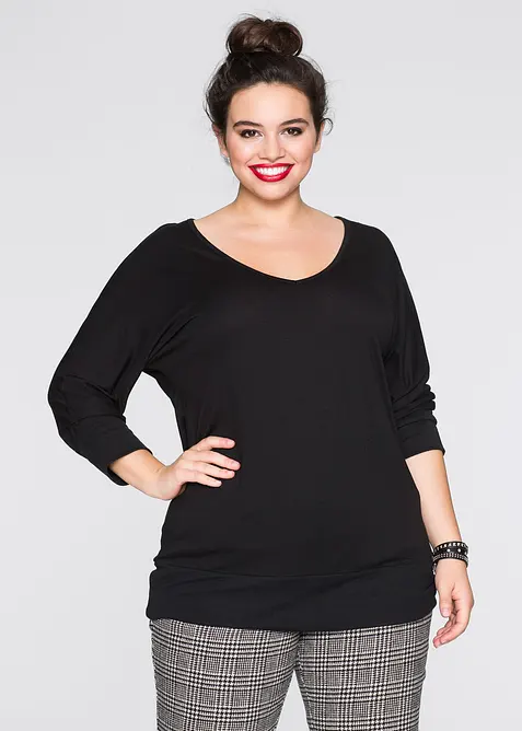 Oversized topp i lett viskose, bonprix