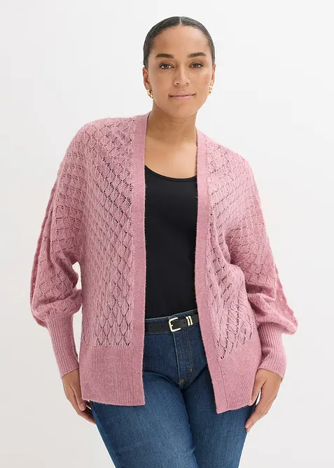 Cardigan med hullm&oslash;nster, bonprix
