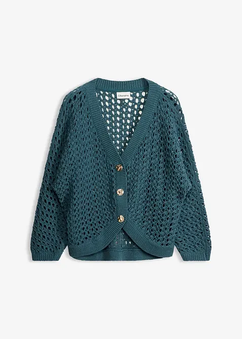 Cardigan i 100% bomull med hullm&oslash;nster, bonprix