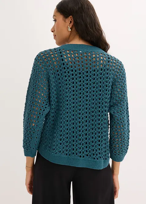 Cardigan i 100% bomull med hullm&oslash;nster, bonprix