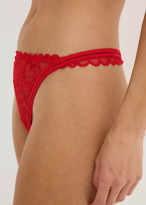 Tanga-stringtruse med hjerteblonder, bonprix