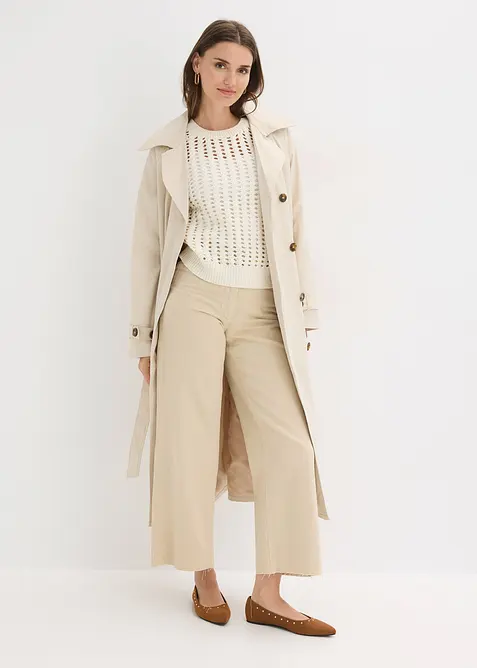 Kortermet genser i 100% bomull med hullm&oslash;nster, bonprix