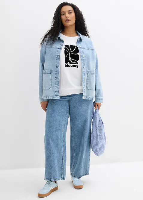 Bomullstopp med vaflet linning i falden, bonprix