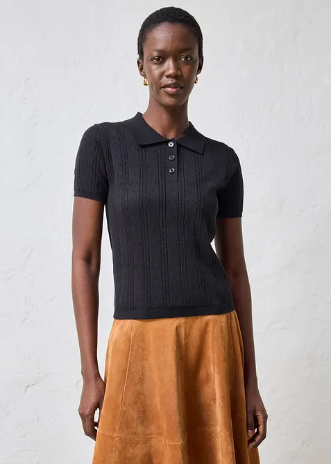 Genser med silke og hullm&oslash;nster, bonprix