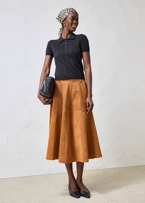 Genser med silke og hullm&oslash;nster, bonprix