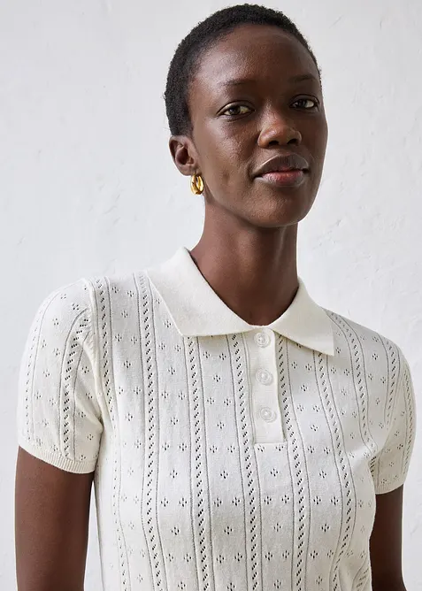 Genser med silke og hullm&oslash;nster, bonprix