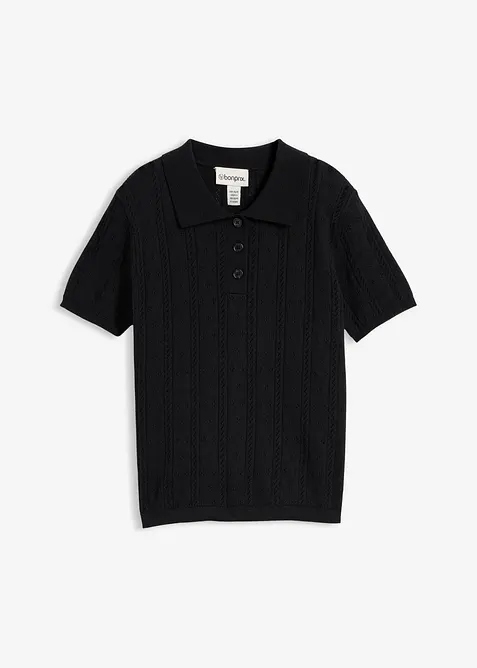 Genser med silke og hullm&oslash;nster, bonprix