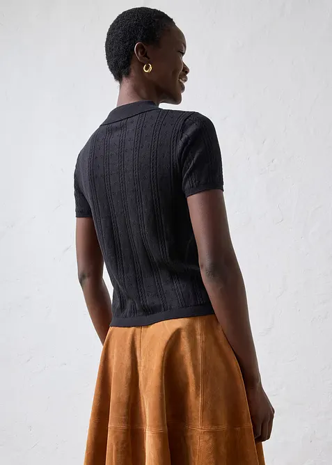 Genser med silke og hullm&oslash;nster, bonprix