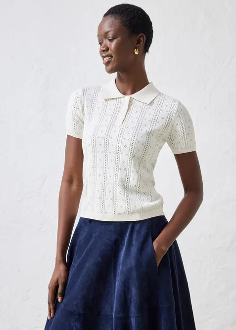 Genser med silke og hullm&oslash;nster, bonprix