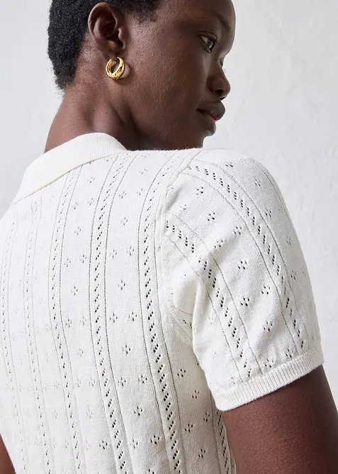 Genser med silke og hullm&oslash;nster, bonprix