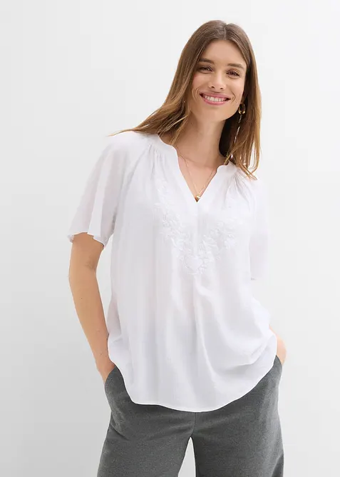 Kortermet crinkle bluse, bonprix