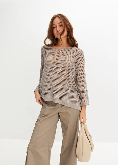 Genser i viskosemiks med hullm&oslash;nster, bonprix