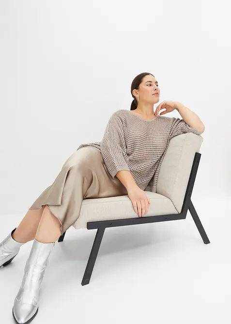 Genser i viskosemiks med hullm&oslash;nster, bonprix