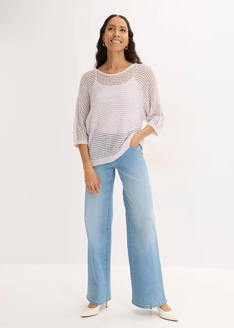 Genser i viskosemiks med hullm&oslash;nster, bonprix