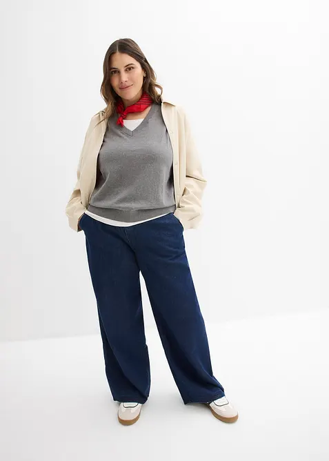 Strikkevest i 100% &oslash;kologisk bomull, bonprix