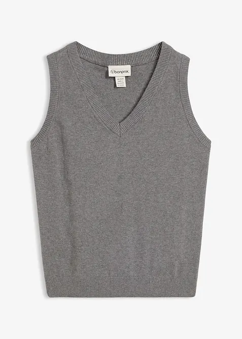 Strikkevest i 100% &oslash;kologisk bomull, bonprix
