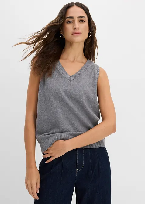 Strikkevest i 100% &oslash;kologisk bomull, bonprix